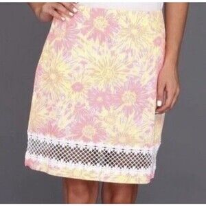 Lilly Pulitzer Size 4 Corrie Skirt Pink Yellow Sunkissed With A Glow
